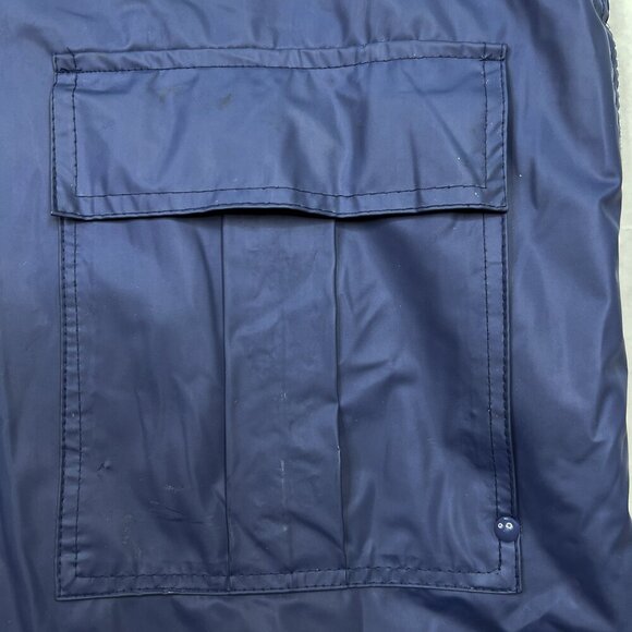 Misty Harbor Vintage Any Weather Slicker Hooded Raincoat Navy Red Plaid Size L - Picture 5 of 11